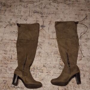 Charles Albert Olive Over the Knee Boots